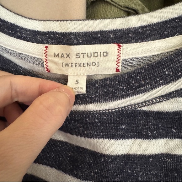 Max Studio Navy and White Striped Top Size S - Picture 3 of 7